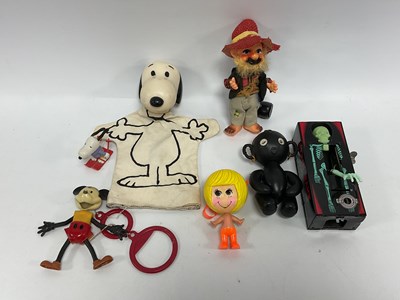 Lot 303 - Six Plastic and Tinplate toys made in Hong...