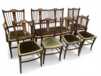 Lot 1611 - Edwardian Mahogany Inlaid Seven Piece Salon...