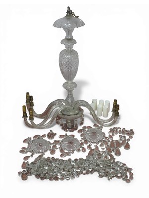 Lot 1246 - A Six Branch Crystal Chandelier, the elaborate...