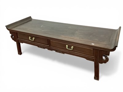 Lot 1527 - Chinese Hardwood Coffee Table with curved ends,...