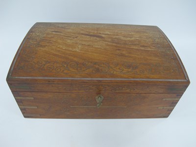 Lot 1314 - Hardwood Box with Dome Top, all-over brass...