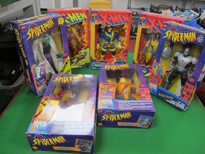 Lot 365 - Seven Plastic Model Superhero Action Figured...