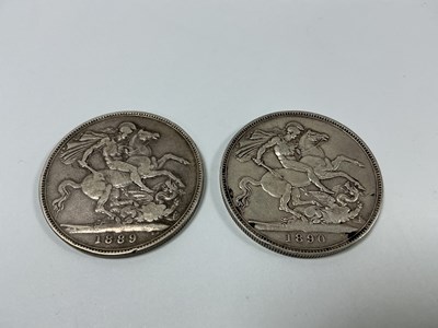 Lot 529 - Two GB Victoria Silver Crowns, 1890 and 1889.
