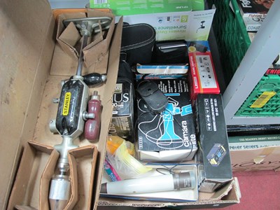 Lot 1072 - Stanley Hand Drill, Sirius lens, binoculars,...