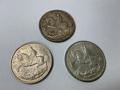 Lot 526 - Three 1935 George V Silver Crowns.
