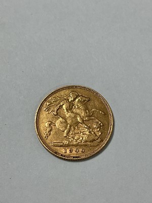 Lot 602 - 1900 Victoria Veiled Head Gold Half Sovereign.