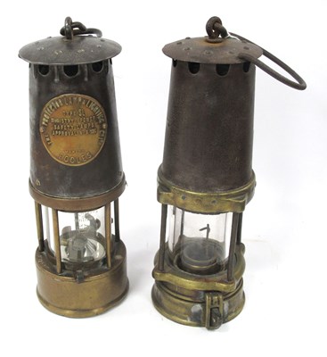 Lot 1408 - Eccles Type SL Brass miners lamp with makers...