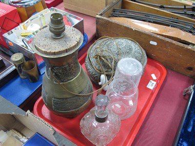 Lot 1336 - Glass Scent Bottle with Silver collar, carafe...
