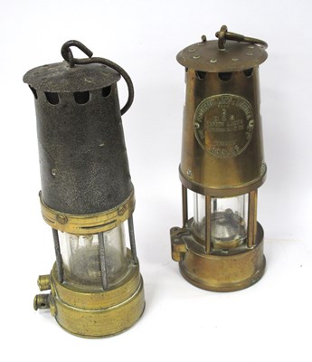 Lot 1413 - Eccles brass miners lamp Type 6 with brass...