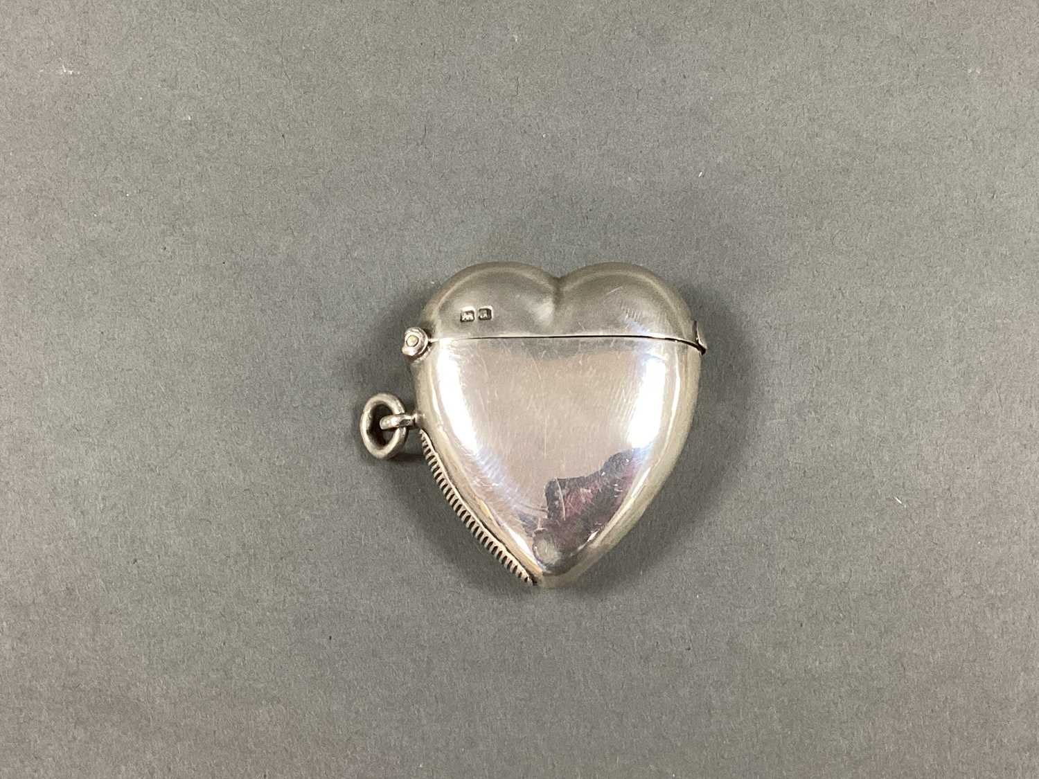 Lot 63 - A Chester Hallmarked Silver Heart Shape Vesta...