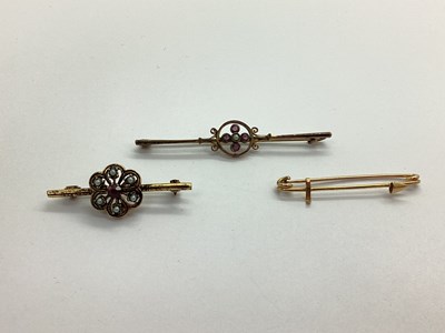Lot 150 - Antique and Later Bar Brooches and Stock Pin,...
