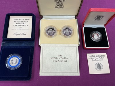 Lot 563 - Four Royal Mint Silver Proof Piedfort Coins,...