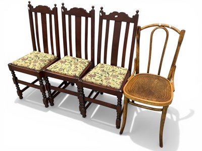 Lot 1590 - A Bentwood Chair, with pattened seat, together...