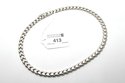 Lot 413 - A Modern 9ct White Gold Necklet, of shaped...
