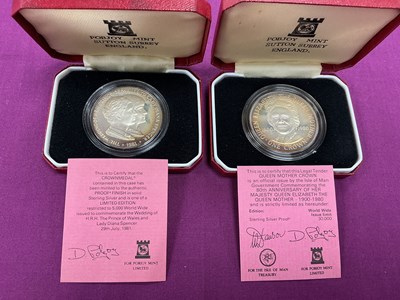 Lot 566 - Two Pobjoy Mint Silver Proof Crowns, 1980 Isle...