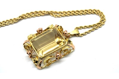 Lot 384 - A Large Rectangular Single Stone Pendant,...