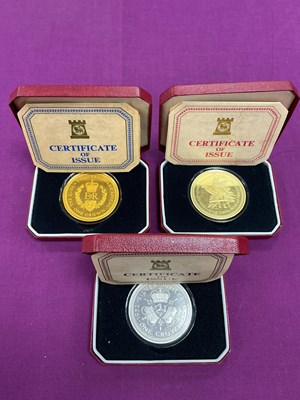 Lot 530 - Three Pobjoy Mint Silver Proof Isle Of Man...