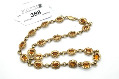 Lot 388 - A 9ct Gold Citrine Inset Necklace, of uniform...