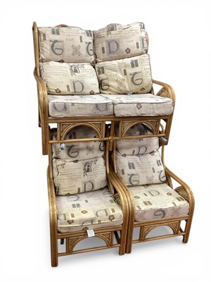 Lot 1561 - Cane and Wicker Three Piece Conservatory Suite.