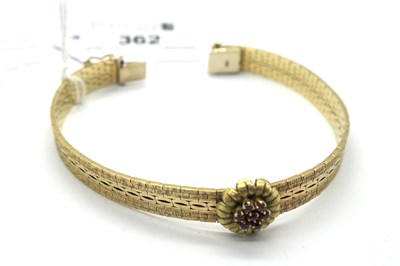 Lot 362 - A Fancy Smooth Link Bracelet, with central...