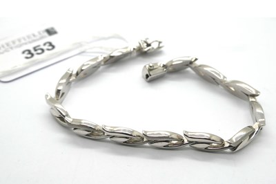 Lot 353 - A 9ct White Gold Fancy Link Bracelet, of...
