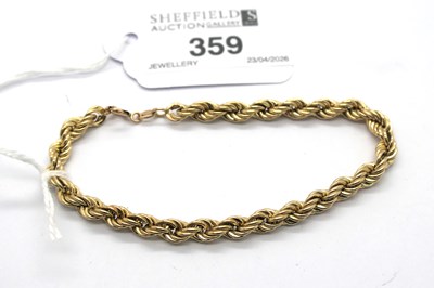 Lot 359 - A 9ct Gold Ropetwist Chain Bracelet, of...