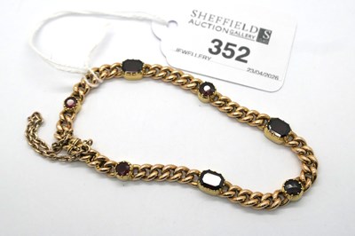 Lot 352 - An Antique Garnet Set Curb Link Bracelet,...