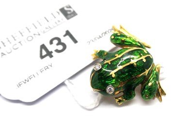 Lot 431 - A Novelty Diamond Set Green Enamel Frog Brooch,...