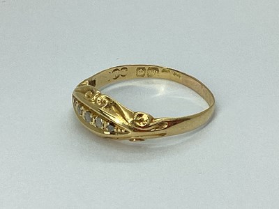 Lot 76 - An Antique Boat Shape Ring, inset with five...