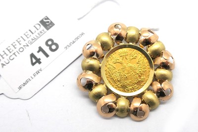 Lot 418 - Austria 1 Ducat Coin Pendant / Brooch, (1915)...