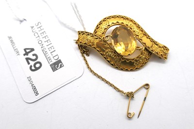 Lot 429 - An Antique Single Stone Brooch, oval collet...