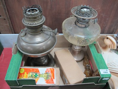 Lot 1062 - Plated Oil Lamp with Glass Well, Litenite...