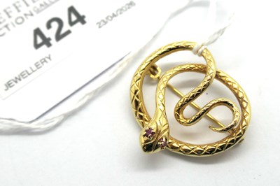 Lot 424 - A Modern 9ct Gold Coiled Serpent Brooch, of...