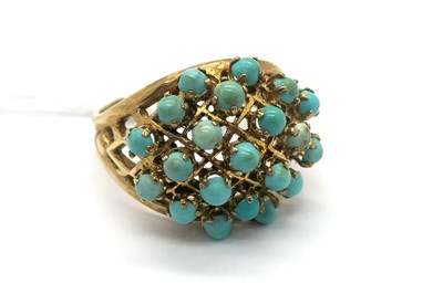 Lot 257 - A 9ct Gold Turquoise Set Dress Ring, of bombé...