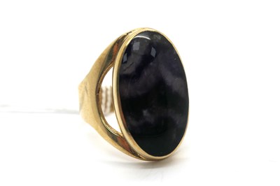 Lot 268 - A Modern 9ct Gold Large Blue John Inset Oval...