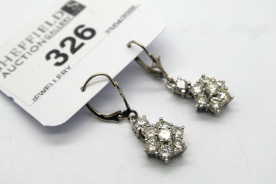 Lot 326 - A Pair of Diamond Set Flowerhead Cluster Drop...