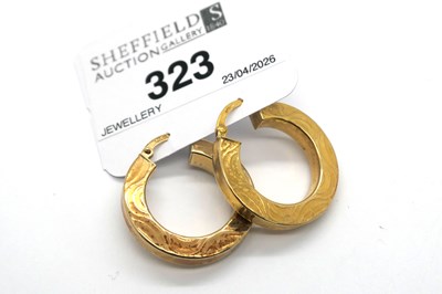 Lot 323 - A Pair of Modern 9ct Gold Hoop Earrings, of...