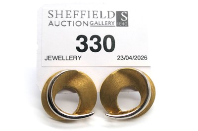 Lot 330 - A Pair of 9ct Two Colour Gold Earrings, of...