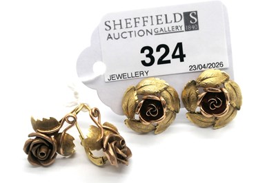 Lot 324 - A Pair of Flowerhead Earrings, of part...