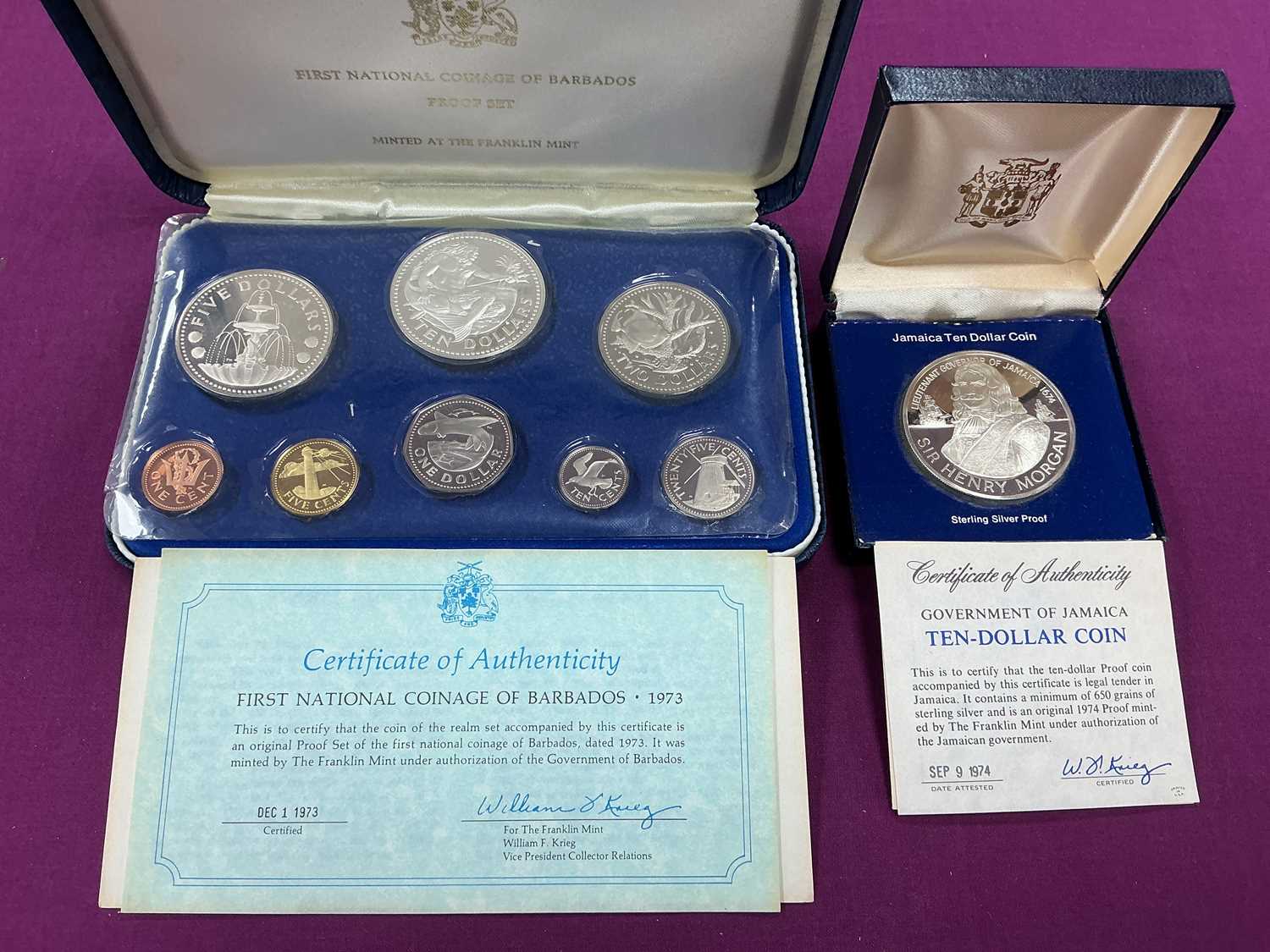 Lot 474 - 1974 Jamaica Silver Proof $10 Coin, together...