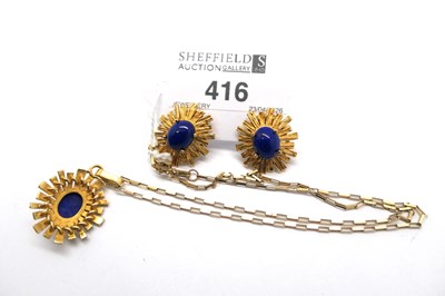 Lot 416 - A Pair of Lapis Lazuli Single Stone Earrings,...