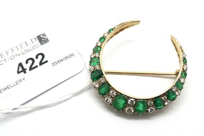 Lot 422 - A Victorian Style Emerald and Diamond Crescent...