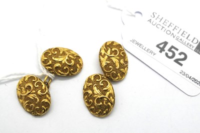 Lot 452 - A Pair of Antique Cufflinks, the textured oval...