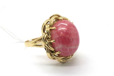 Lot 265 - A Rhodochrosite Single Stone Dress Ring, oval...