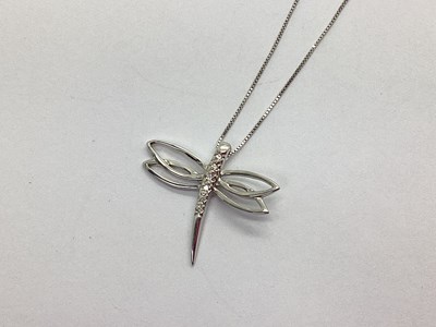 Lot 127 - A Modern Inset Dragonfly Pendant, of openwork...