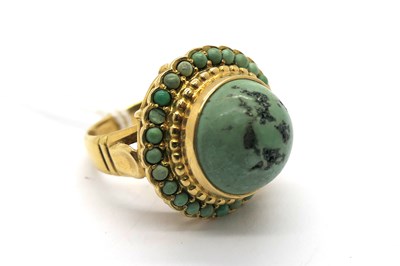 Lot 280 - A Cabochon Cluster Dress Ring, high set to the...