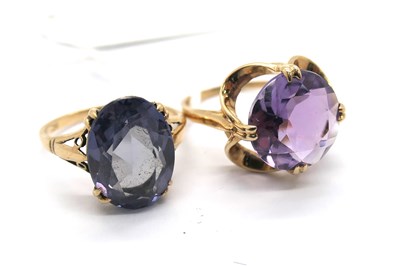 Lot 285 - A 9ct Gold Single Stone Dress Ring, oval claw...