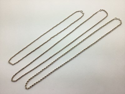 Lot 177 - Three Ropetwist Style Chains, each stamped...