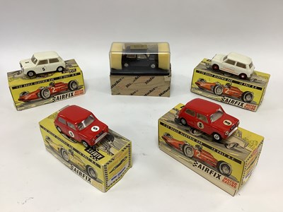 Lot 599 - Five 1960's Airfix Slot Cars, all Minis, boxed....