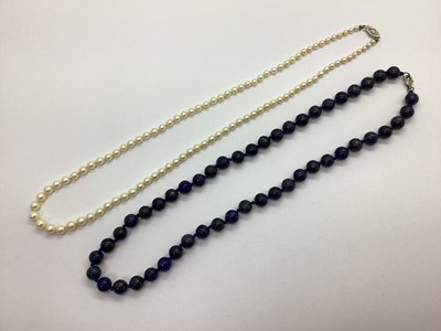 Lot 162 - A Single Strand Lapis Lazuli Bead Necklace, of...